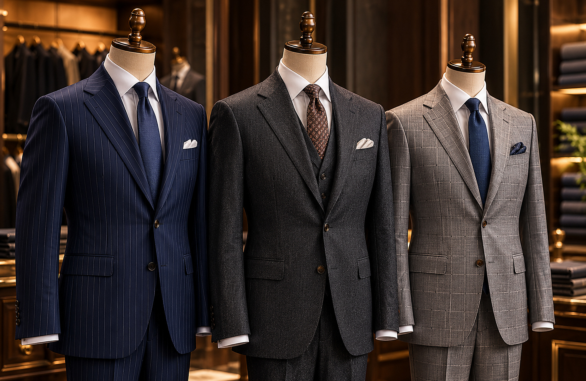 Made-to-measure mens suit with tailored fit and formal finishing