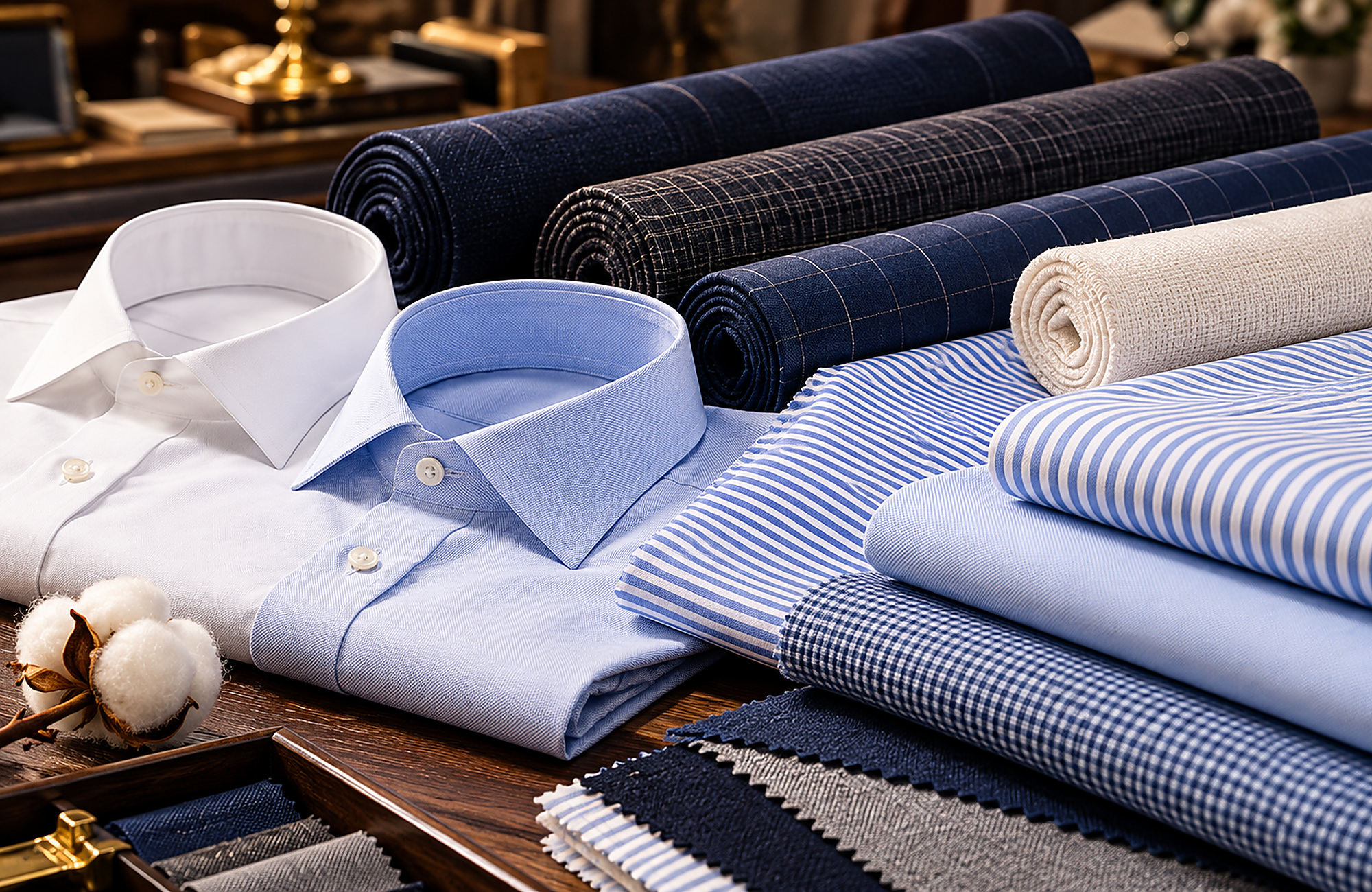 Fine cotton shirting fabrics for custom dress shirts