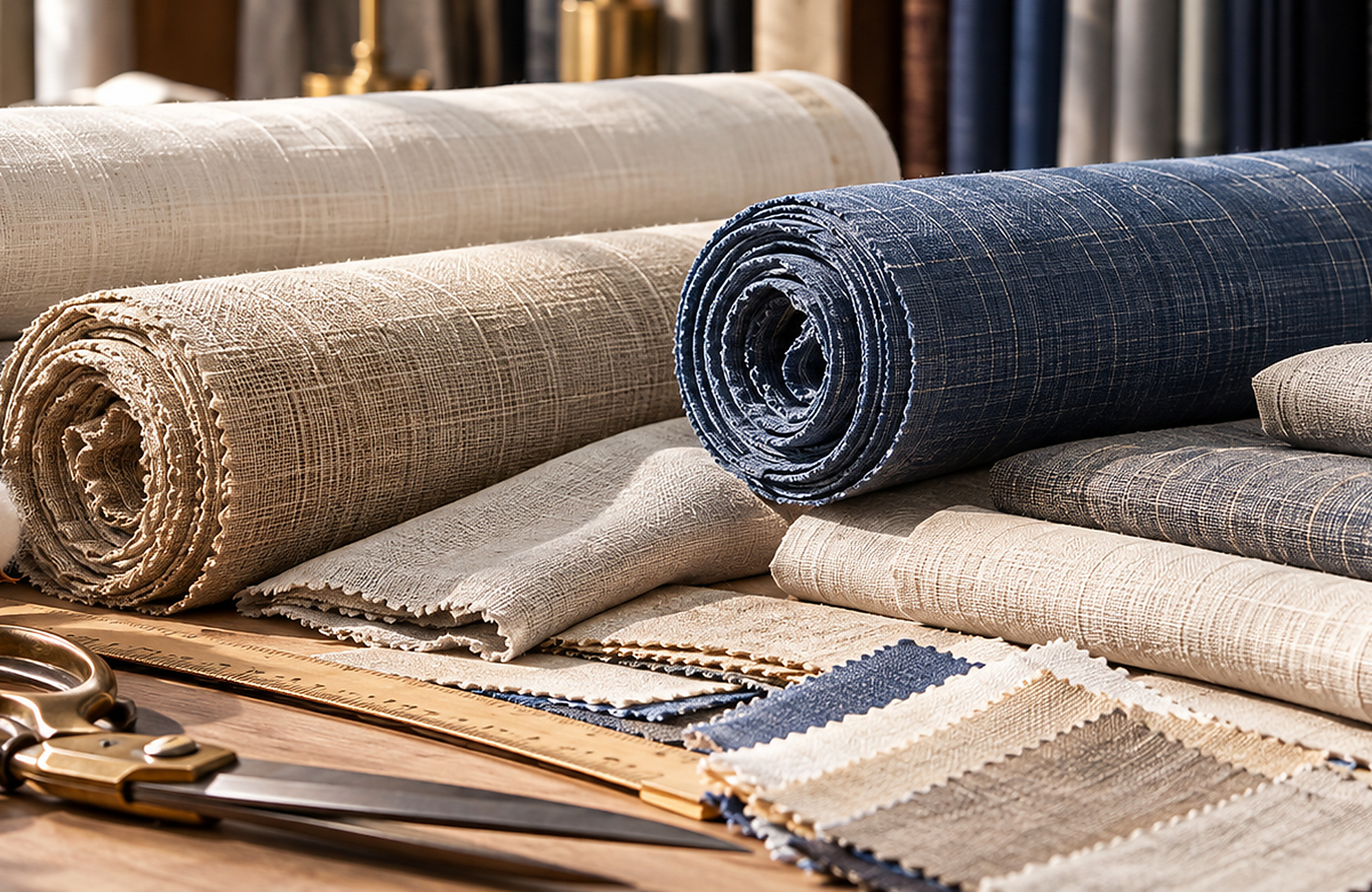 Linen and cotton fabrics for lightweight tailored clothing